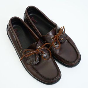 Bass Men Karina Dark Brown Leather Upper & Insole Two Eyelet Boat Shoe 8 M